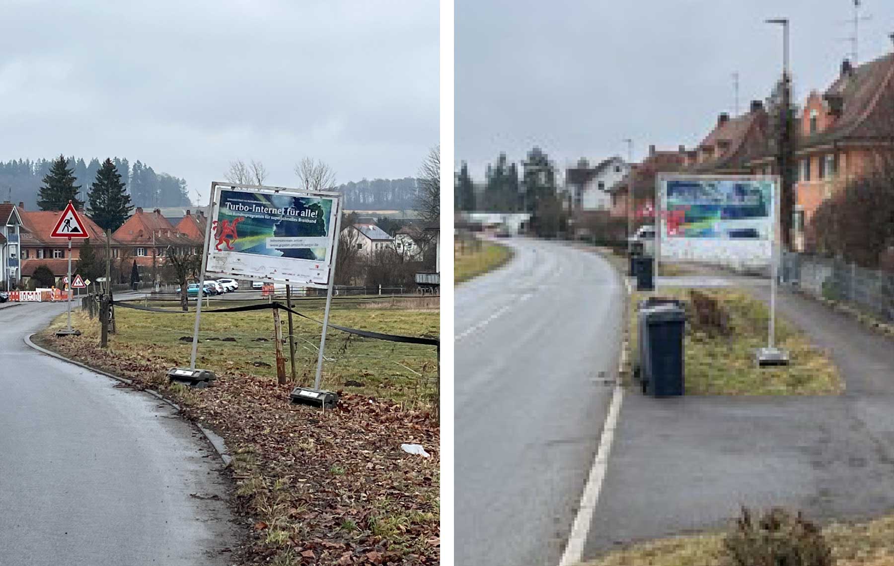 Bauschilder am Anfang und Ende der Biberacher Stra&szlig;e