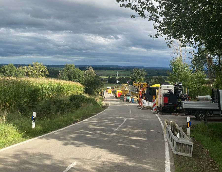Bauschilder am Anfang und Ende der Aulendorfer Straße